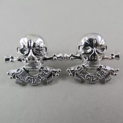 Military Anodised Collar Badge Pair 17th/21st Lancers Death Skull Or Glory • £5