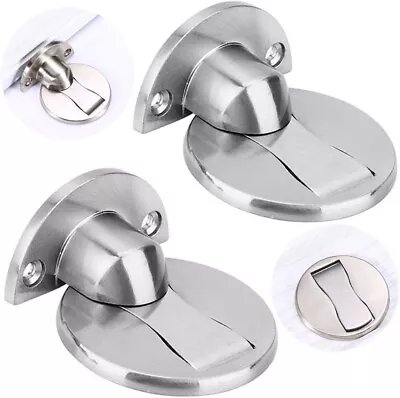 £6.50 • Buy 2 X Magnetic Door Stops Sets Stainless Steel Silver Stopper Concealed Holder