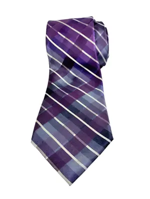 Van Heusen Men's Silk Necktie Shades Of  Purple & White Striped 58  X 3  • $10.99