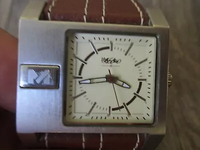 Mossimo Watch In Nice Shape Mm90040 Leather Band Rare Design Vtg • $39.99