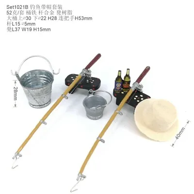 9x Fishing Set Dollhouse Miniature 1/6 1/12 Fishing Rods Stools Accessories • $14.49