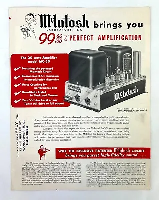 Genuine Mcintosh MC-60/C-8M/MC-30/C-4 Amplifier Brochure /specification Sheet • $17.99
