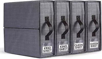 4PACK Bed Sheet Organizer For Queen&King Size Sheet Organize And Storage For Li • $80.14