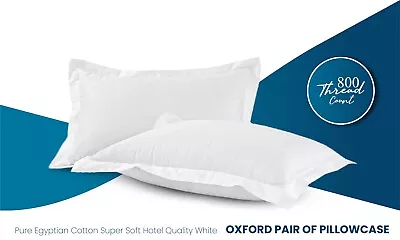 2x Oxford Pillowcase Cover 100% Cotton 800TC Super Soft Bedroom Pillow Pair Pack • £11.49