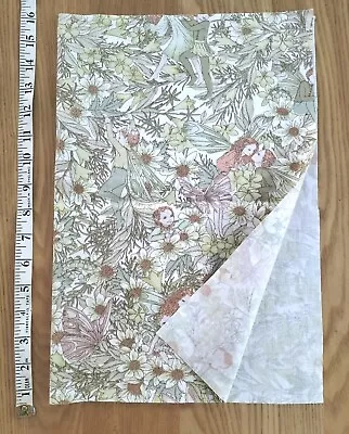 Vintage70s Fairies Fabric Width 21  Length 15.5 Medium Weight Quilt Patchwork • £2