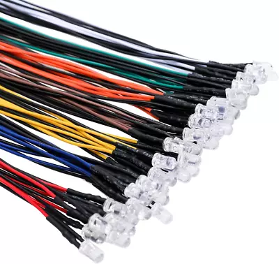 56pcs 7 Colors X 8pcs 12 Volt Led Lights Emitting Diodes Pre Wired Dc 12v 5mm • $12.89