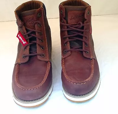 Men Leather Levi's Dean Moc Toe Lace Up Size 11 Brown Boots 51854901B • $45.99