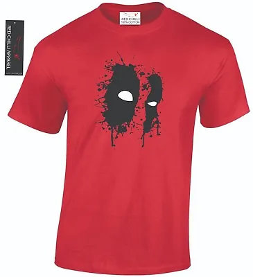 Deadpool Inspired T Shirt Graffiti Face Superhero Marvel Top Tee • £8.99