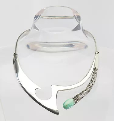 Stunning Abstract Modern Sterling Silver Turquoise Necklace By Miguel Pineda • $275
