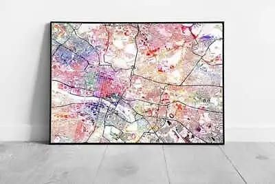 Central GLASGOW Street Map Art Print Watercolour Names Wall Art Print Framed • $18.29