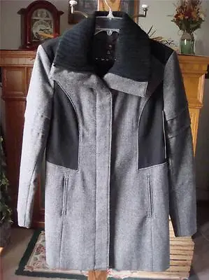 Nwt Nicole Miller Colorblock Black & Tweed Wool Blend Coat ~women's Sz M ~$280 • $79.99
