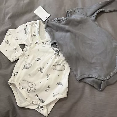 BNWT Baby Boys 2 Pack Long Sleeve Rompers Size 0 • $10