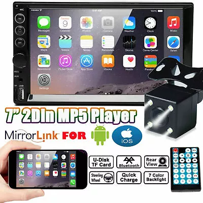 Mirror Link For GPS Double 2Din 7  Car Stereo + Backup Camera Touch Screen Radio • $53.50