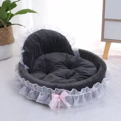 3D Bow Lace Dog Bed Detachable Dog House Kennel Princess Pet Bed  Home • £84.91