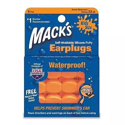 Mack's Kids Earplug Soft Moldable Silicone Putty Safe Waterproof 6 Pair 12 Pack • $39.22