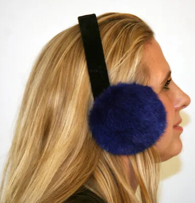 New Royal Blue Mink Fur Ear Muffs Efurs4less • $29.99