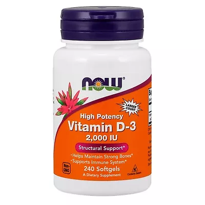 NOW Foods Vitamin D-3 2000 IU 240 Softgels • $11.99