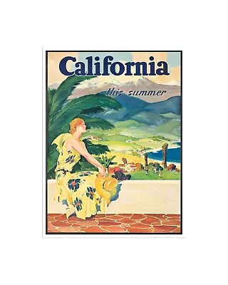 $17.99 • Buy California Travel Poster Vintage Art Print 12x16  Fits Stock Frames XR2688
