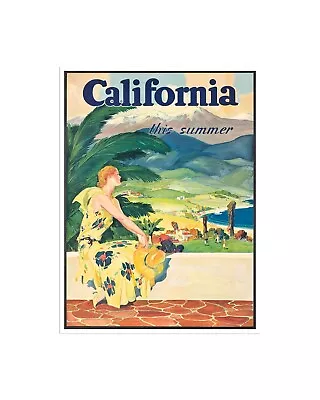 $17.99 • Buy California Travel Poster Vintage Art Print 12x16  Fits Stock Frames XR2688