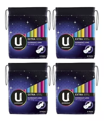 4 X U By Kotex Extra Overnight Long With Wings 8 Pads • $35.77