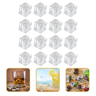 200pcs Acrylic Ice Cubes Photography Props Reusable Fake Ice Artificial Ice Cube • £11.69