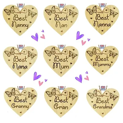 £3.99 • Buy Best Mum Nanna Nanny Nana Nan Grandma Mothers Day Oak Wooden Heart Plaque Gift