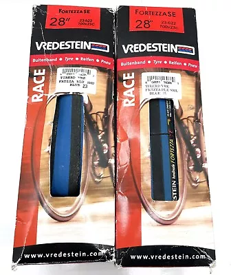 Vredestein Fortezza SE 700 X 23 Folding Black/Blue Clincher Tires NOS • $49.95