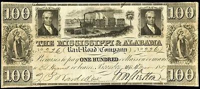 Brandon MS - Mississippi & Alabama Rail-Road Company $100 Mar. 4 1837 • $139.50