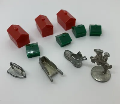 Vintage Monopoly Lot Of 11 Pieces Iron Cowboy Wheelbarrow Shoe Token House Hotel • $6.49