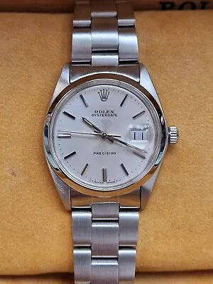 Rolex Oyster Date Precision 34mm Silver Dial 1982 Box&Papers • £4800
