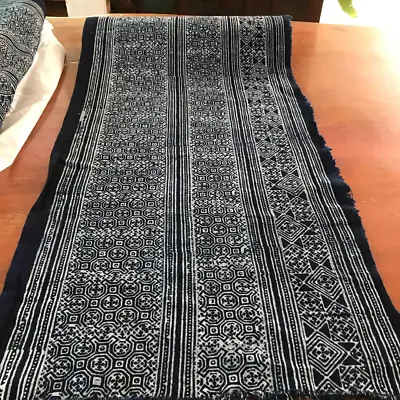 Hmong Indigo Fabric  Handwoven Batik Textile Vintage Style  • $70