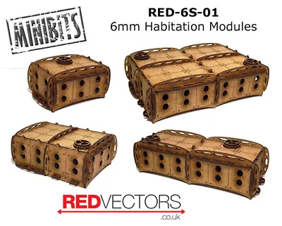 RED-6S-01 - 6mm Wargames - Sci-Fi Habitation Modules (4 Buildings) • £16