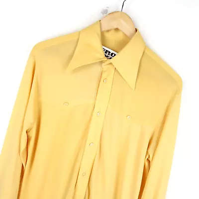 Vintage 70's Dagger Collar Mens Shirt Disco SZ  S-M  (M7297) • £21.95