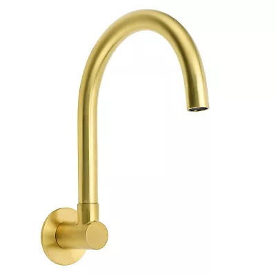 Brushed Gold Basin Vanity Faucet Wall Mounted Sink Tap Outlet High Rise Spout • $67.50