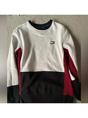 TOMMY HILFIGER SPORT Mens White Color Block Classic Fit Pullover Sweater LG • $12.99
