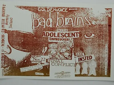 $14.95 • Buy Bad Brains Adolescents Fender's Ballroom Vintage Classic La Punk Concert Poster 