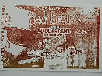 $14.95 • Buy Bad Brains Adolescents Fender's Ballroom Vintage Classic La Punk Concert Poster 