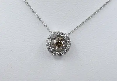 LeVian 14K 1/2cttw Genuine Chocolate Diamond W/White Diamond Halo Necklace 18  • $899