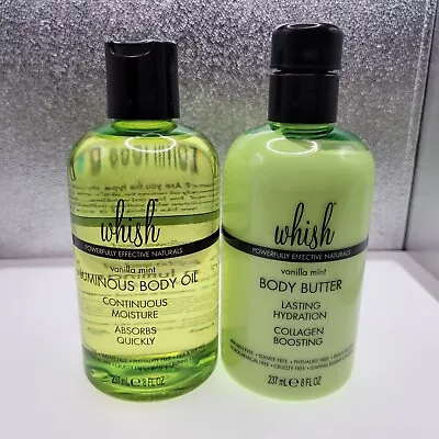 Whish Vanilla Mint Luminous Body Oil & Body Butter - FULL SIZE (8 Oz Each) NEW • $32.29