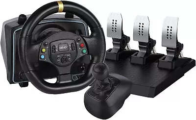 NBCP Racing Wheel Gaming Steering 1080 Driving Sim Car Simulator Pedals Gear • £277
