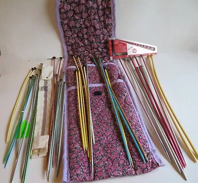 Vintage Knitting: Small Needles 1-8 + Case + Gauge - 17 Pr. • $15