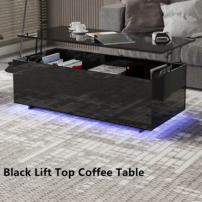 $169.99 • Buy Modern Lift Top LED Coffee Tables With Storage Hidden Compartment High Glossy