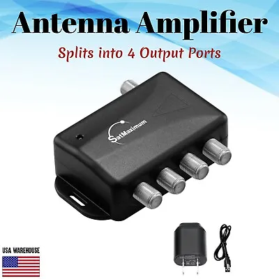 4 Ports TV Antenna Signal Booster Amplifier Splitter HDTV Cables RF Audio Video • $29.99