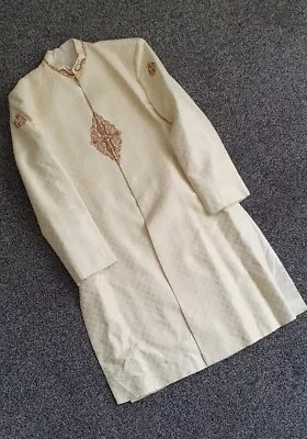 Mens Sherwani Kameez Embroidered Size Medium Large Top Only Jacket M L • £22.99