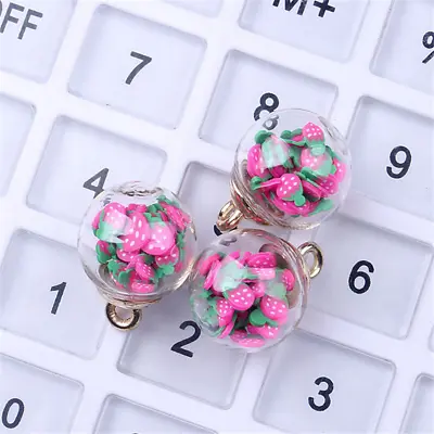 £2.65 • Buy 10pcs Charms Fruit Round Glass Ball Pendant Earring Jewelry Accessorie 16mm