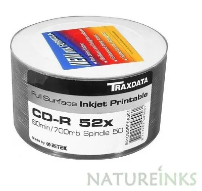 Traxdata Printable White CD-R 52x Discs 700MB 80 Mins Ritek Blank CD Discs Lot • £18.99