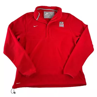 Nike Team USA Olympic 2010 Vancouver Fleece Pull Over Jacket Red Size Youth L • $18.88