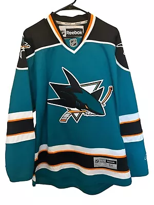 San Jose Sharks Jersey Men’s Medium NHL Reebok Vector Logo Teal • $89.95