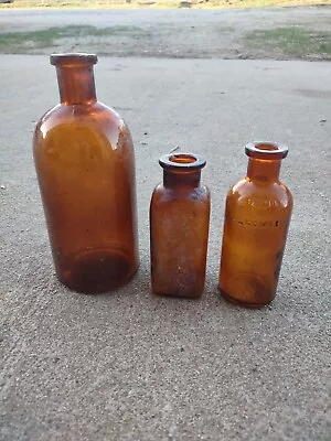 3 Amber Medicine Bottles • $3.99