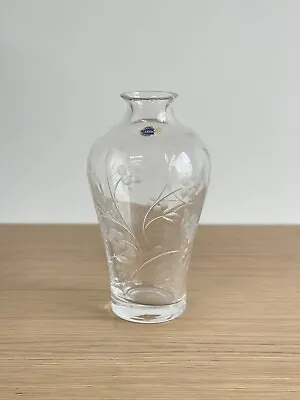 Vintage Lenox Lead Crystal Vase USA Etched Flowers 9” Tall ( Small Chip On Top) • $18